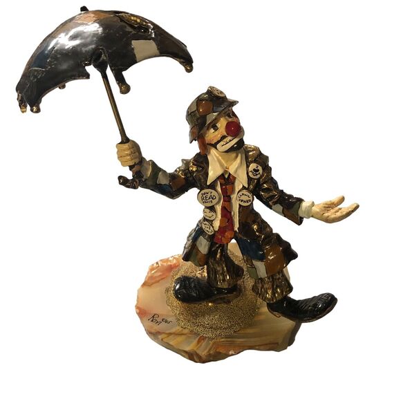 Ron Lee Signed 24K Gold Plated Umbrella Clown - Picture 1 of 7